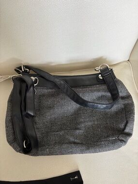 Black and Silver Woven Shoulder Bag - Unbranded